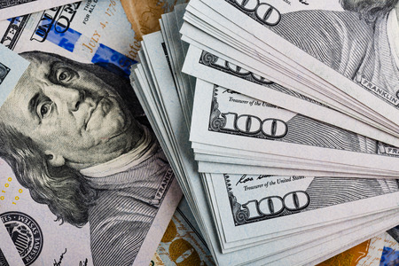 Background with money american hundred dollar bills