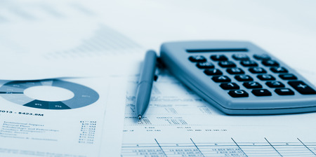 Financial accounting.  Blue tonedの写真素材