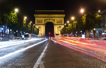 Paris, Champs-Elysees at nightの写真素材