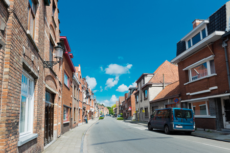 BRUGES, BELGIUM - MAY 28 2015: street in Bruges, Belgium. Bruges is the capital and largest city of the province of West Flanders in the Flemish Region of Belgium.のeditorial素材