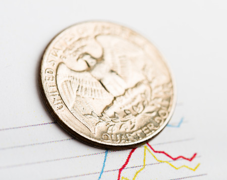 american coin on fluctuating graph. Rate of the dollar (shallow DOF)の写真素材