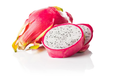Dragon fruit isolated on white backgroundの写真素材