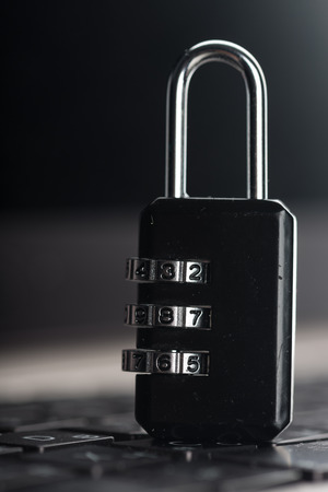 privacy cyber internet security. Lock on the laptop