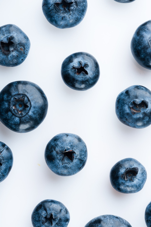 Tasty blueberries isolated on white backgroundの写真素材