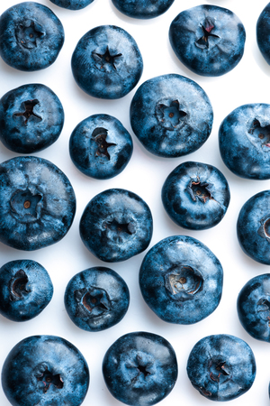 Tasty blueberries isolated on white background. Blueberries are antioxidant organic superfood.の写真素材