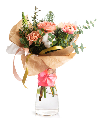 beautiful bouquet of flowers in vaseの写真素材