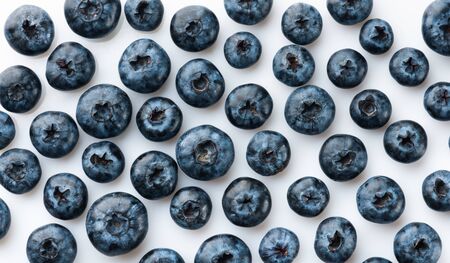 Tasty blueberries isolated on white background. Blueberries are antioxidant organic superfood.の写真素材