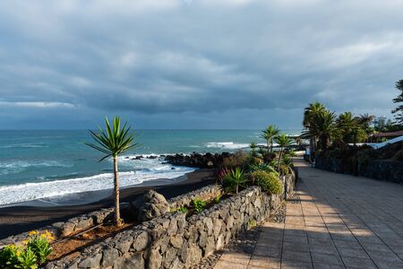 Promenade along the Atlantic coast in Puerto De La Cruz. Tenerife. Canary islands