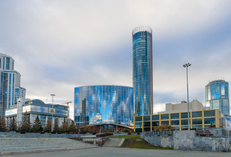 Modern buildings in the center of Yekaterinburg. Russiaの写真素材