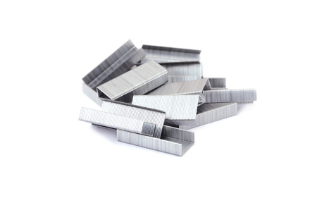 Metal staples isolated on a white backgroundの写真素材
