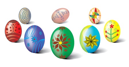 Traditional Ukrainian Easter eggs on a white backgroundのイラスト素材