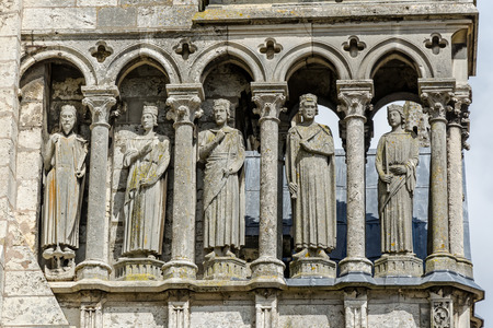 Chartres, France - April 19, 2013: Statues on south wall of the Cathedral of Chartres - one of the finest examples of French Gothic architecture, constructed during the 13th century.のeditorial素材
