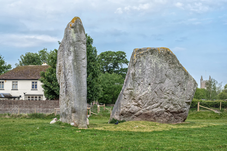 Avebury, United Kingdom - June 7, 2013: Avebury neolithic henge monument, site dating to around 2600 BCE, as seen on 7th of June, 2013.のeditorial素材