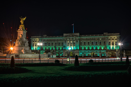 London, United Kingdom - December 24, 2014: Buckingham Palace in london at night. Palace has served as the official London residence of British royal family since 1837.のeditorial素材