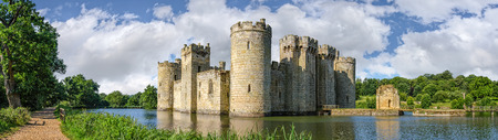 Sussex, United Kingdom - July 9, 2013: Moated castle Bodiam near Robertsbridge in East Sussex, England  was built in 1385 to defend the area against French invasion during the Hundred Years' War.のeditorial素材