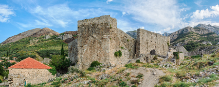 Bar, Montenegro - September 28, 2012: Ruins of Old Bar town walls. Town was a fortress in medeival times.のeditorial素材