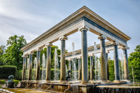 Petergof, St Petersburg, Russia - September 1, 2012: Lion fountain cacade in Petergof garden as seen on 1st of September, 2012のeditorial素材