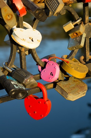 Traditional wedding lock on happiness in marriageの写真素材