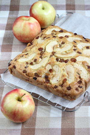 Apple Raisin Pie On The Tableの写真素材