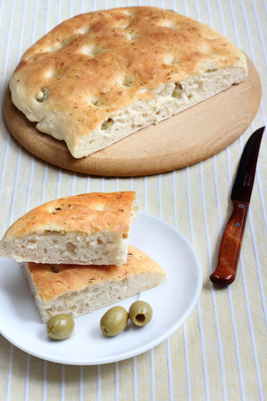 Focaccia With Olives, Dill And Rosemaryの写真素材