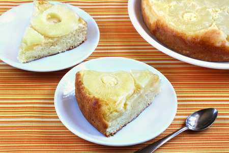 Sponge cake with pineappleの写真素材