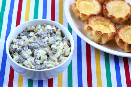 Yorkshire puddings and saladの写真素材