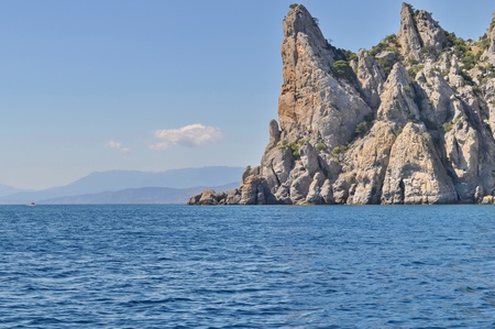 Mountains and a sea landscape  の写真素材