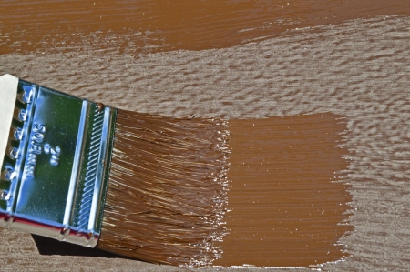 Brown paint and brushの写真素材