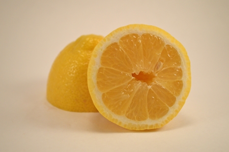A lemon cut in halfの写真素材