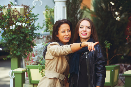 Jolly young woman in the cityの写真素材