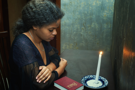 African-American woman to pray at homeの写真素材