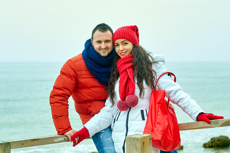 Young couple in love for a walk . Young people on a dateの写真素材