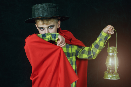 Portrait of a boy in a terrible way on Halloweenの写真素材