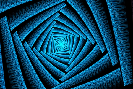 abstract fractal bright blue spiral on a black backgroundの写真素材