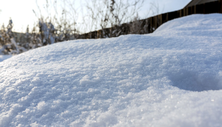 snowdrift of freshly fallen snow, narrow focus area