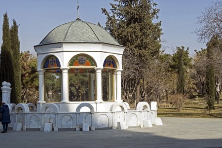 gazebo inside the Church of the Holy Trinity in Tbilisi on a Sunny spring dayの写真素材