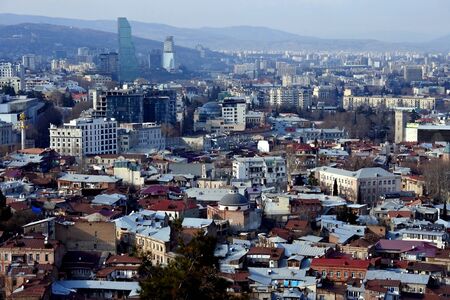 view of Tbilisi capital of Georgia from a high pointの写真素材