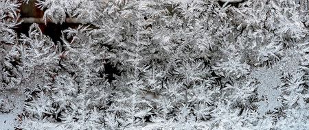 texture of frosty patterns on the winter window