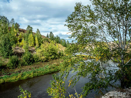 banks of the Miass River near the village of Balandino near the city of Chelyabinsk, Southern Urals,...