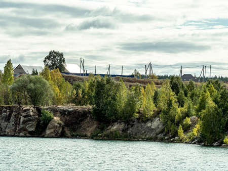 abandoned marble quarry in Balandino, Southern Urals, near Chelyabinsk, Russiaの写真素材