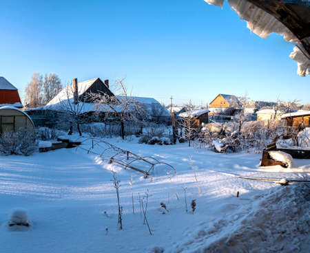 beautiful frosty winter morning in the countrysideの写真素材
