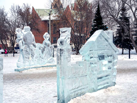 New Year's ice town on the playground, Chelyabinskの写真素材