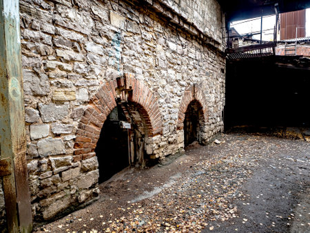 masonry in the old wall made of rough stones