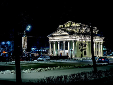 winter night view of the organ hallの写真素材