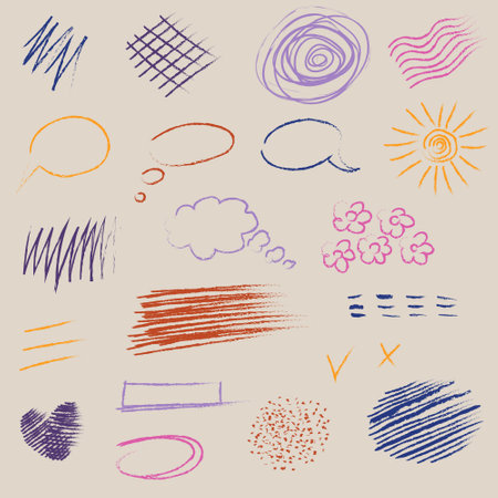 Hand drawn scribble set. vector illustration. Grunge design elements.のイラスト素材