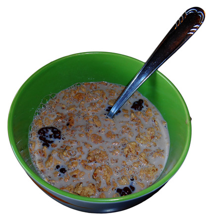 Milk with cereals, isolated