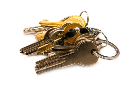 Bunch of keys, isolated on white.の写真素材