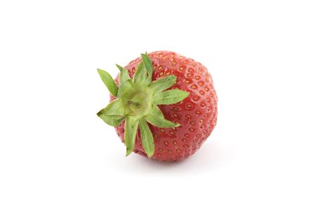 one strawberry isolated on white backgroundの写真素材