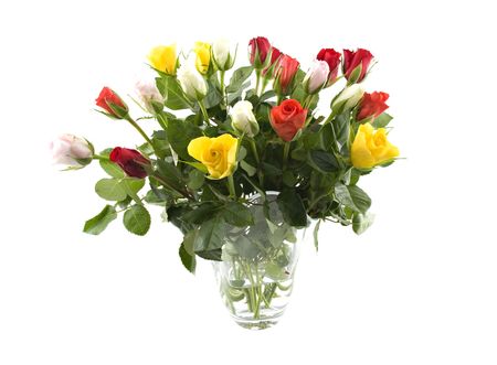 flowers in a vase isolated on white backgroundの写真素材