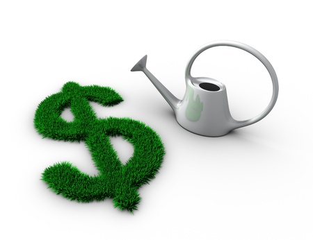 dollar sign with watering-canの写真素材